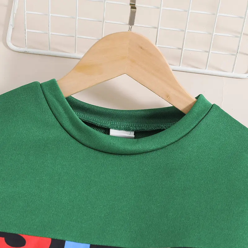 Autumn New Girls Clothes Sets 8-12 Years Green Long-Sleeved Hoodie + Colored Leggings For Girls Korean Casual Vacation Suits