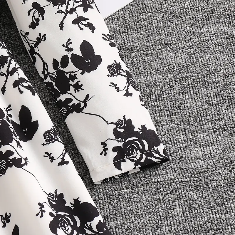 Autumn 2025 New Kids Clothing Black Print O-Neck Long Sleeve A-Line Dress For Girls 8-12 Years Elegant French Girls Daily Dress