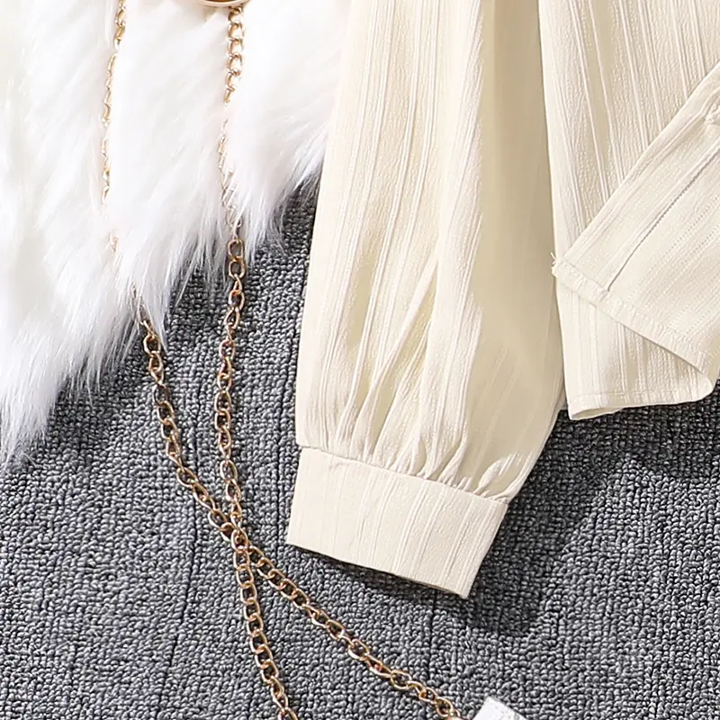Kids Clothing Spring & Autumn Solid Color 2PCS For 4-7 Years Long Sleeve Coat And Wide Leg Pants For Girls Fashion Korean Style