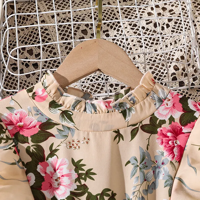 Teen Summer DressCasual and Cute Floral Print Pleated HemHand Collar Daytime Resort Chic