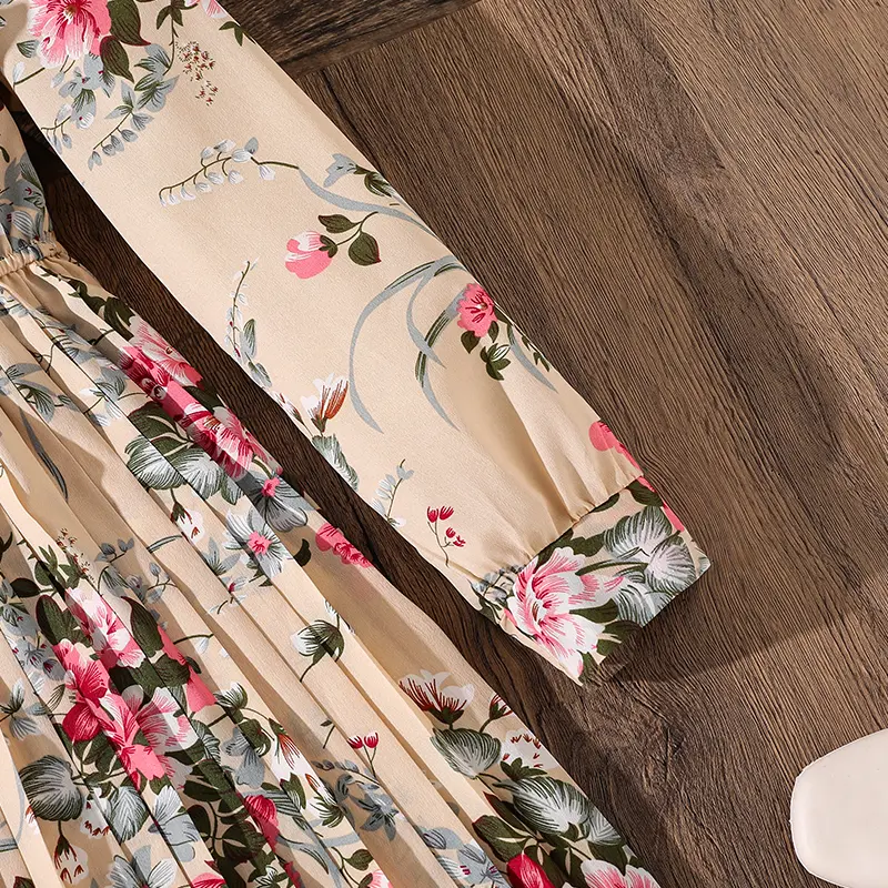 Teen Summer DressCasual and Cute Floral Print Pleated HemHand Collar Daytime Resort Chic