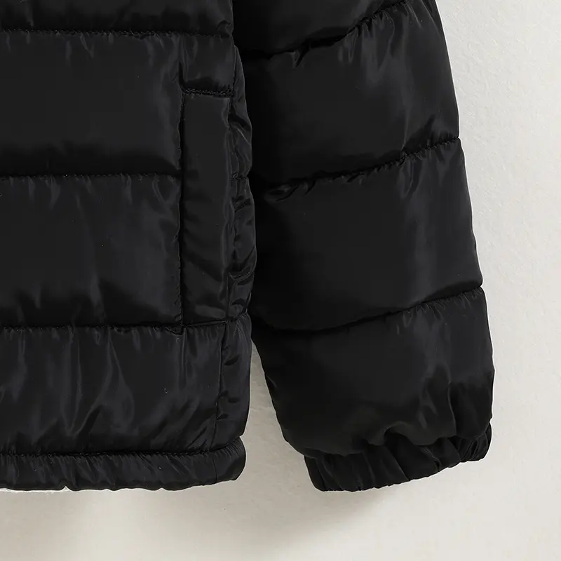 Winter New Jacket For Boy 8-12 Years Black Long-Sleeved Hat Detachable Padded Jacket For Boys Simple Style Jacket In Solid Color