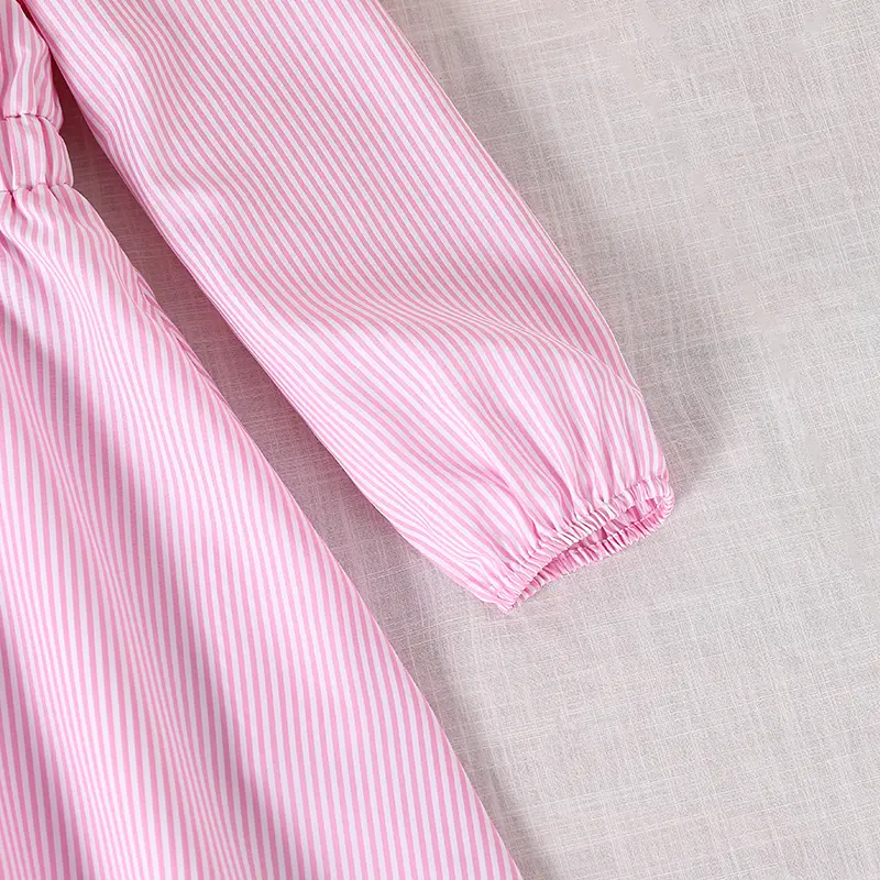 Kids Clothing Solid Color Pink Turn-Down Collar Pocket Single Breasted Long Sleeve A-Line Dress Fir Girls 8-12 Years Daily Set