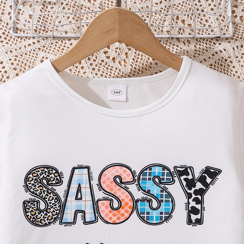 Children‘s ’Casual Vacation Suits For Girl White Letter T-Shirt  And Printed Shorts Korean Style Suits Summer Casual Clothes Set