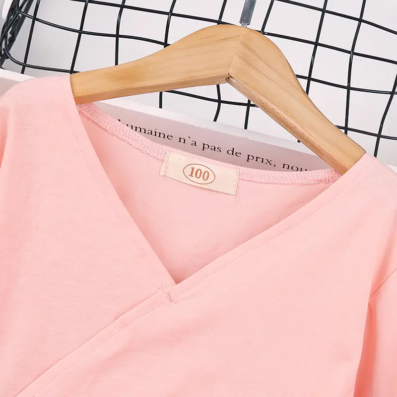 Elegant V-Neck Pink Long-Sleeved Jumpsuits for Girls Spring Autumn Casual Comfortable Trendy Outfit