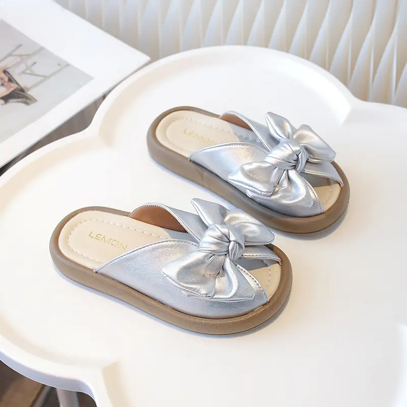 Summer Girls Fashion Slippers Sweet Bowknot Children Causal Shoes Home Outdoor Versatile Kids Princess Beach Slippers Soft Soled