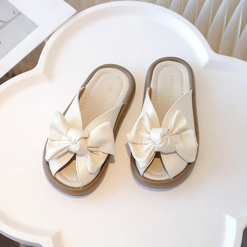 Summer Girls Fashion Slippers Sweet Bowknot Children Causal Shoes Home Outdoor Versatile Kids Princess Beach Slippers Soft Soled