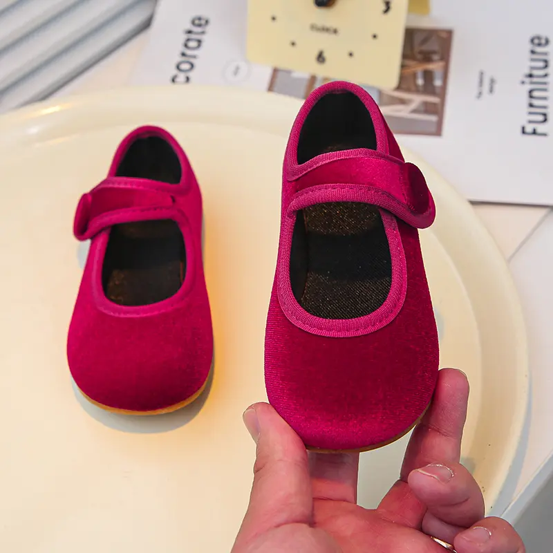 2025 Spring Autumn Children Shoes New Girls Fashion Princess Leather Shoes Simple Round-toe Kids Flat Shoes Wine Red Versatile