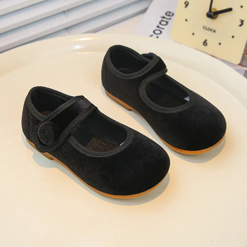 2025 Spring Autumn Children Shoes New Girls Fashion Princess Leather Shoes Simple Round-toe Kids Flat Shoes Wine Red Versatile
