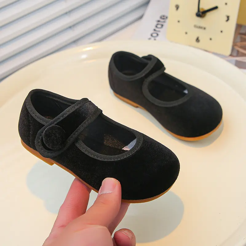 2025 Spring Autumn Children Shoes New Girls Fashion Princess Leather Shoes Simple Round-toe Kids Flat Shoes Wine Red Versatile