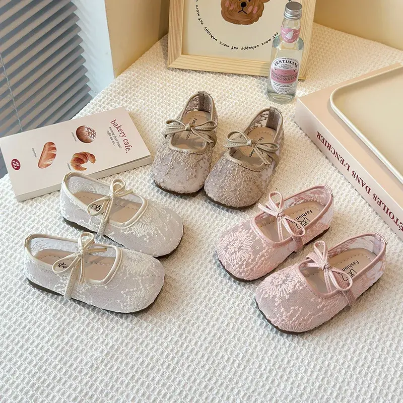 2025 Children Princess Sandals for Girls Summer New Fashion Korean Style Soft Anti-slippery Versatile Chic Lace Elegant Shoes
