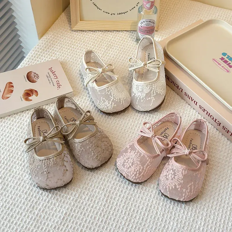 2025 Children Princess Sandals for Girls Summer New Fashion Korean Style Soft Anti-slippery Versatile Chic Lace Elegant Shoes