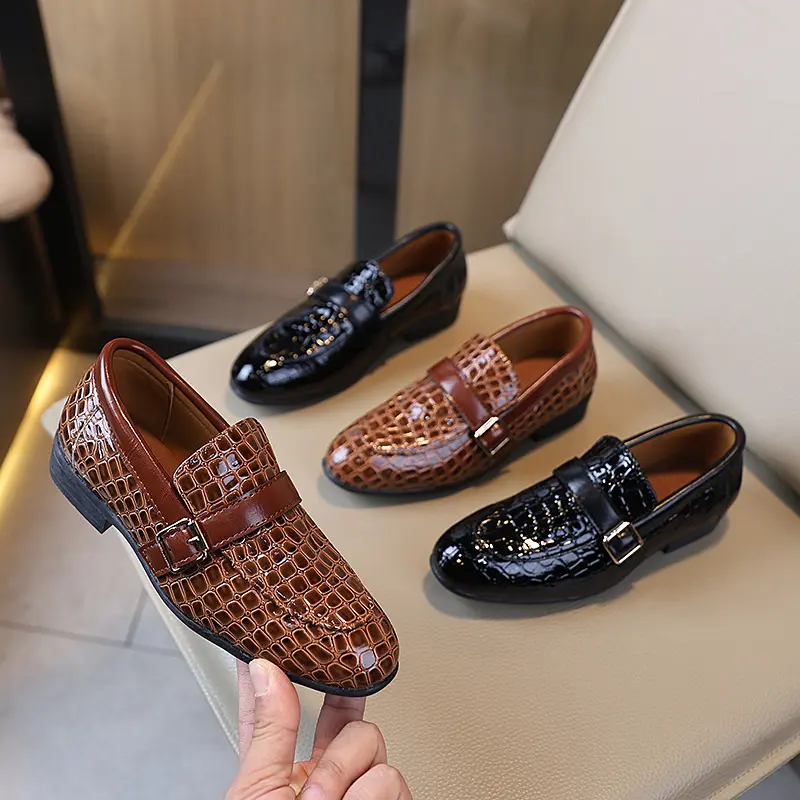 Boy Leather Shoe Spring Autumn New Children's Flats School Uniform Versatile Kids Fashion Performance Loafers for Wedding Party