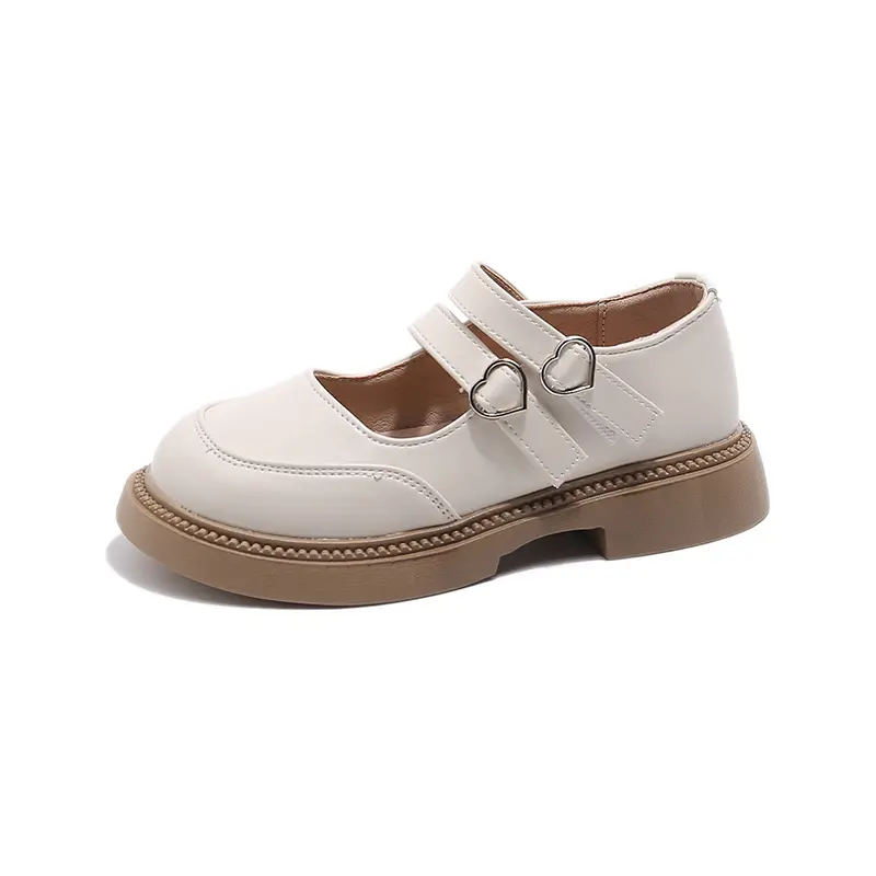 Fashion Girls Leather Shoes Back To School Black Party Wedding Flats for Wedding Party with Heart Buckle Princess Kids Shoes New