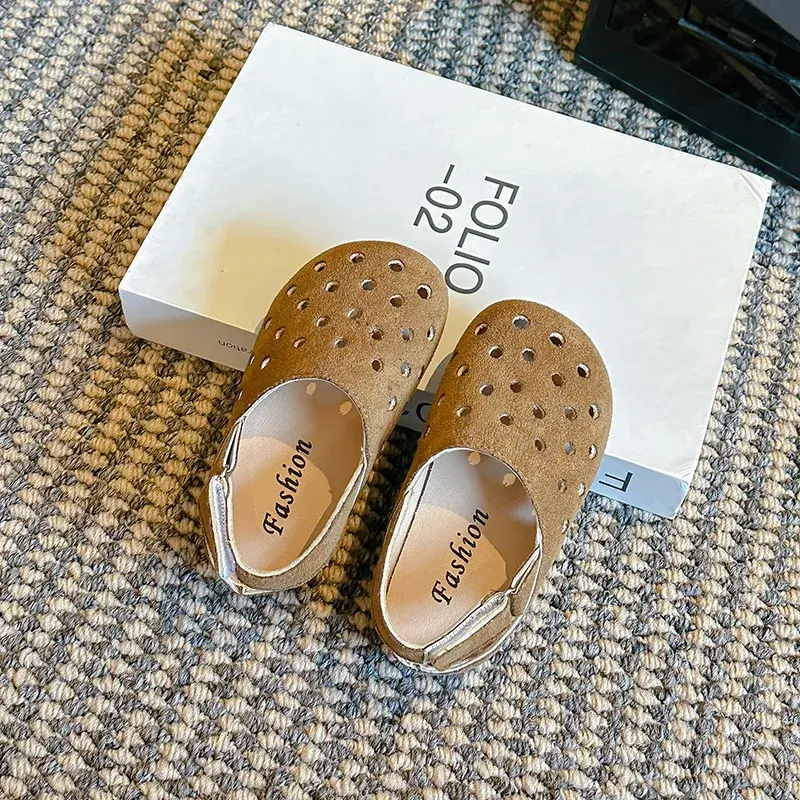 New Toddlers Girls Sandals Summer Simple Kids Fashion Hollow-out Causal Shoes Outdoor Beach Versatile Children's Flat Sandals