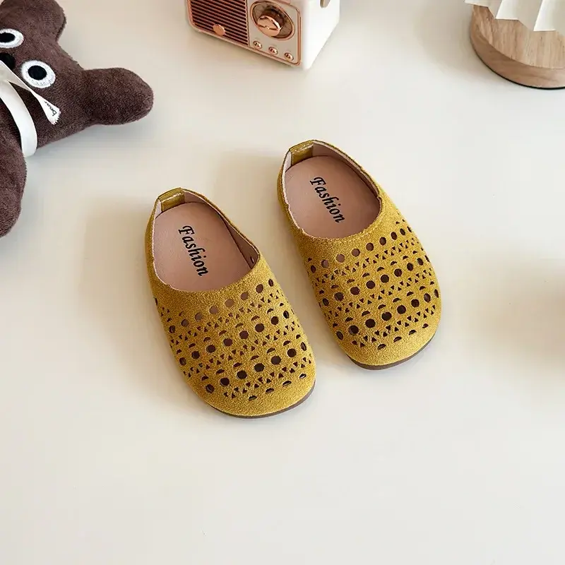 Girls Sandals Outdoors Hollowed-out Trendy Kids Slippers Casual Soft Sole 2025 Summer New Children Beach Shoes Non-slip Ins
