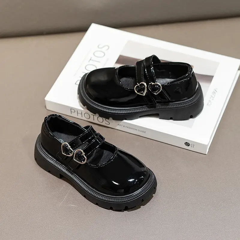 Girls Black Leather Shoes Spring Autumn Kids School Mary Jane Shoes for Princess Fashion Children's Uniform Performance Shoes