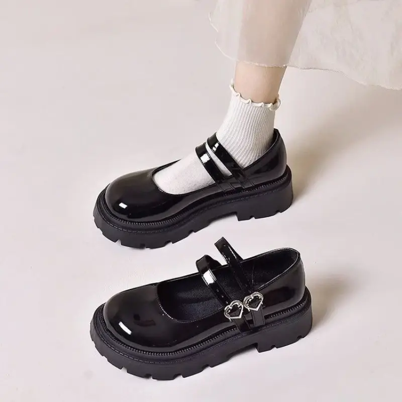 Girls Black Leather Shoes Spring Autumn Kids School Mary Jane Shoes for Princess Fashion Children's Uniform Performance Shoes