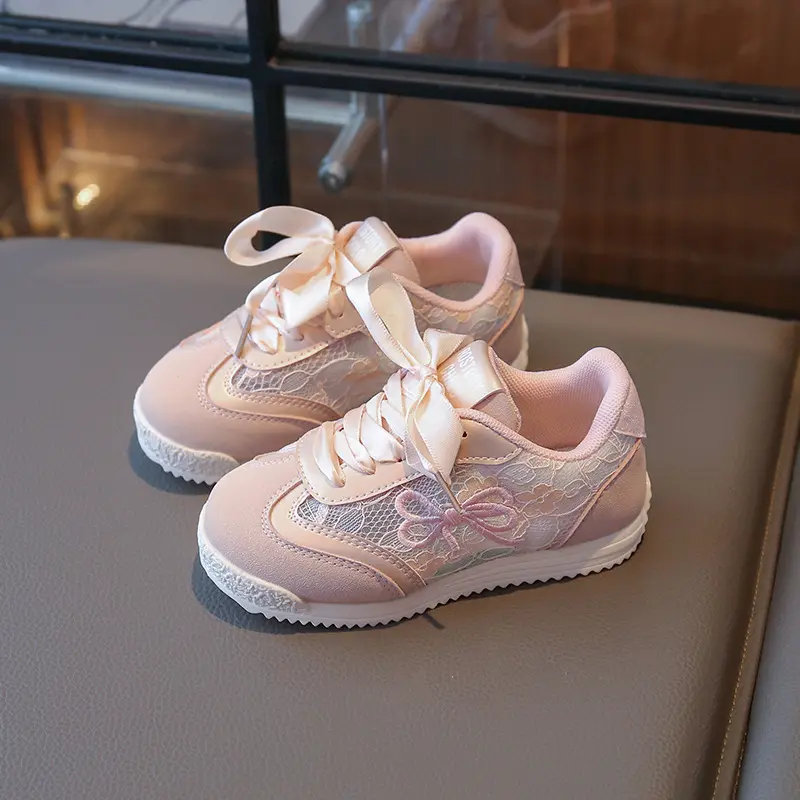 2025 New Girl's Sneakers Summer Sweet Embroidered Children Princess Sports Shoes Fashion Breathable Causal Kids Basketball Shoes