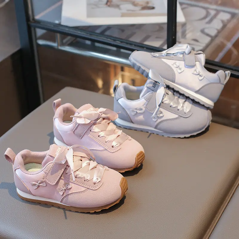 2025 New Girl's Sneakers Pink Gray Versatile Children's Sports Shoes Causal Spring Autumn Kids Fashion School Running Sneakers