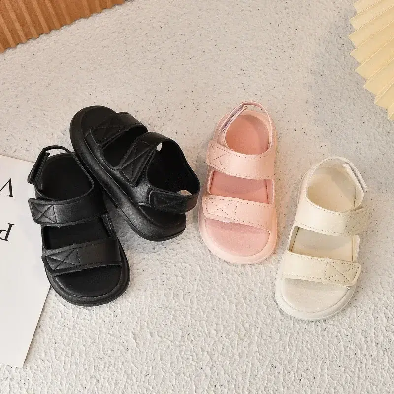 Kids Sandals Casual Soild Color 2025 Summer New Boys Girls Beach Shoes Open Toes Versatile Children Fashion Shoes Non-slip Soft