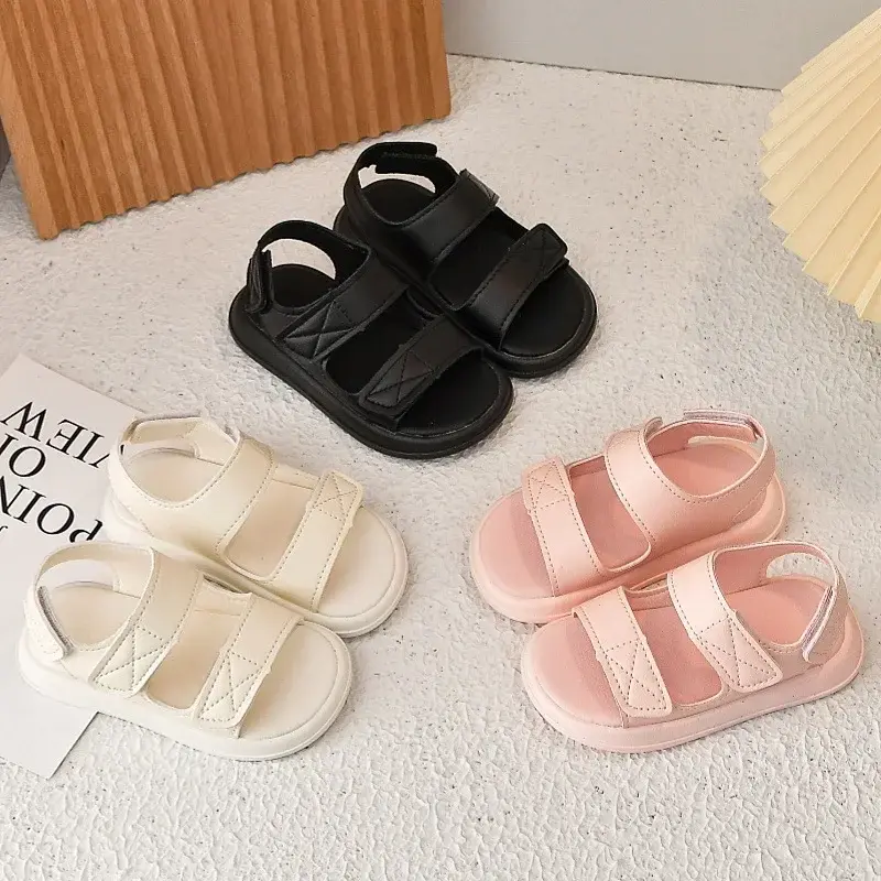 Kids Sandals Casual Soild Color 2025 Summer New Boys Girls Beach Shoes Open Toes Versatile Children Fashion Shoes Non-slip Soft