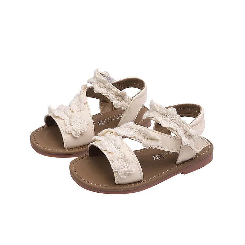 Kids Sandals for Girls Sweet Summer Princess Shoes Elegant Flower Korean Style Children Causal Fashion Flat Sandals Non-slip New