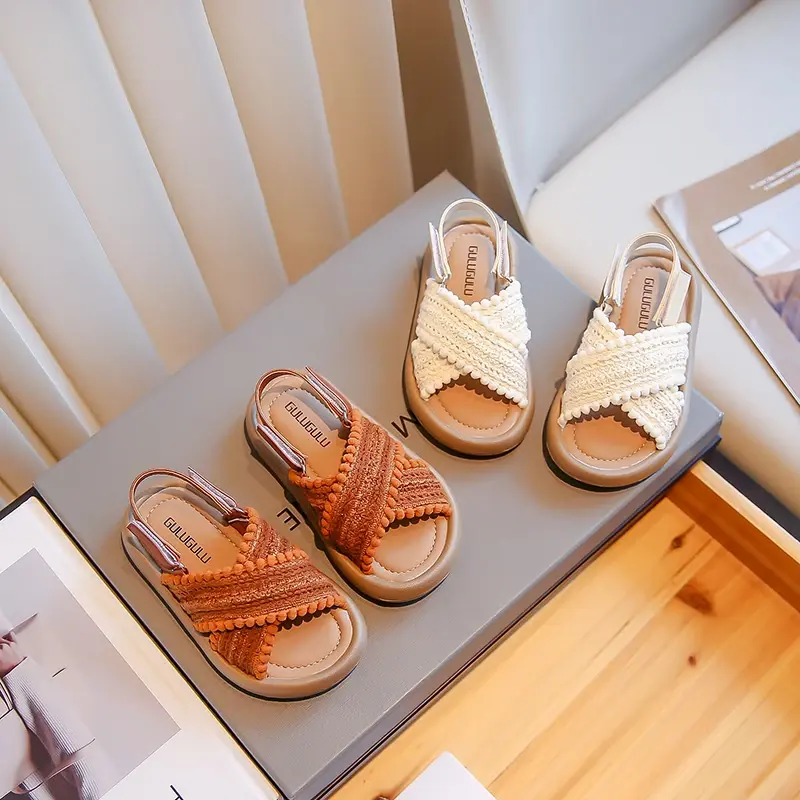 Ethnic 2023 Toddler Shoes Versatile Casual Cross Kids Sandals Girls Simple Platform Korean Style Non-slip Children Fashion Shoes
