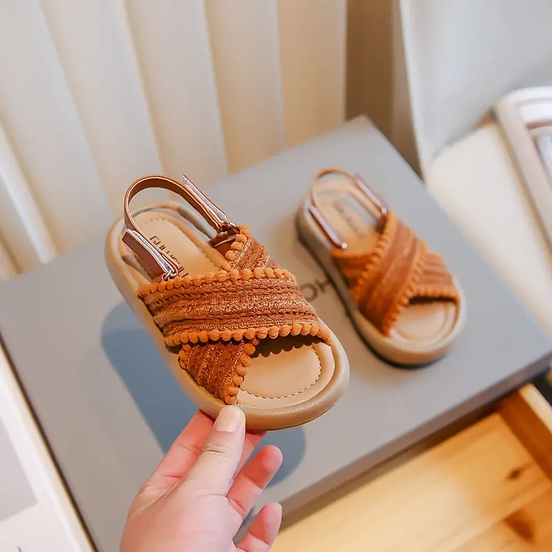 Ethnic 2023 Toddler Shoes Versatile Casual Cross Kids Sandals Girls Simple Platform Korean Style Non-slip Children Fashion Shoes