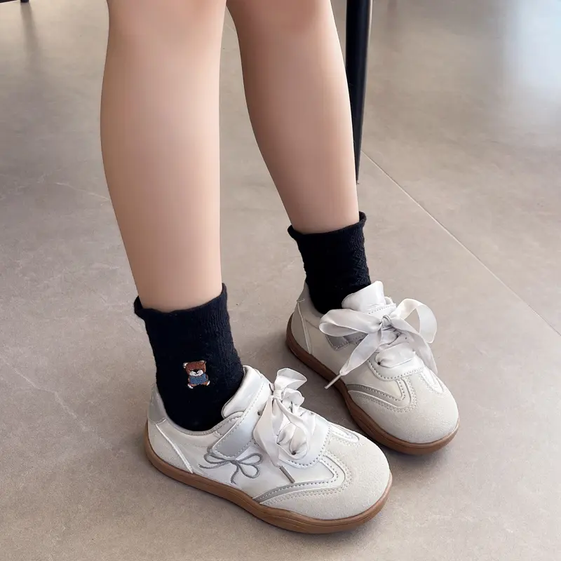 Spring Autumn Girls Sneakers Sweet Embroidered Princess Fashion Kids Casual Shoes Thick Bottom Non-slip Children Tennis Shoes