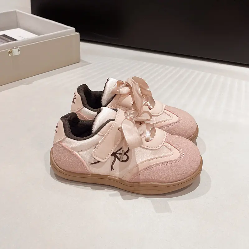 Spring Autumn Girls Sneakers Sweet Embroidered Princess Fashion Kids Casual Shoes Thick Bottom Non-slip Children Tennis Shoes