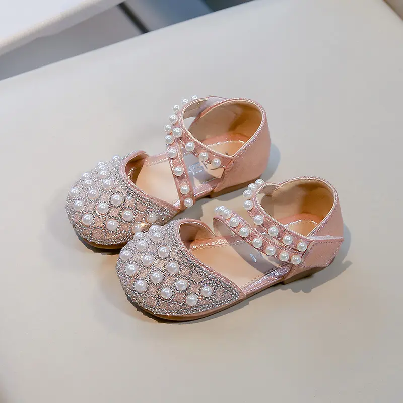 Kids Sandals for Girls Luxury Summer Princess Causal Shoes Rhinestone Pearl Children Wedding Party Flat Sandals Fashion Sweet