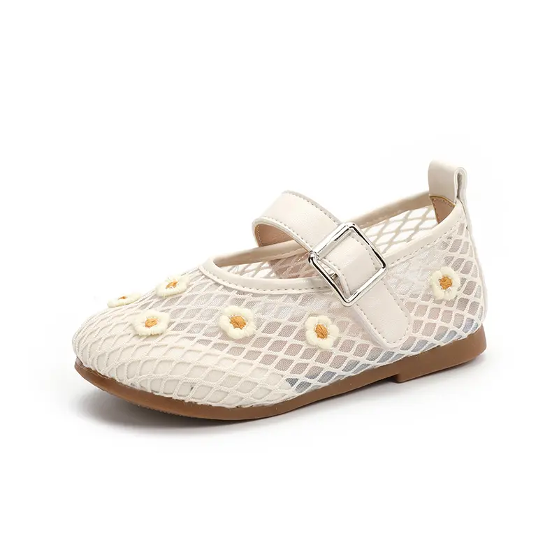 Sweet Elegant Girl Princess Shoes 2025 New Summer Kids Causal Embroidered Shoes Chic Children Fashion Flat Shoes Versatile Soft