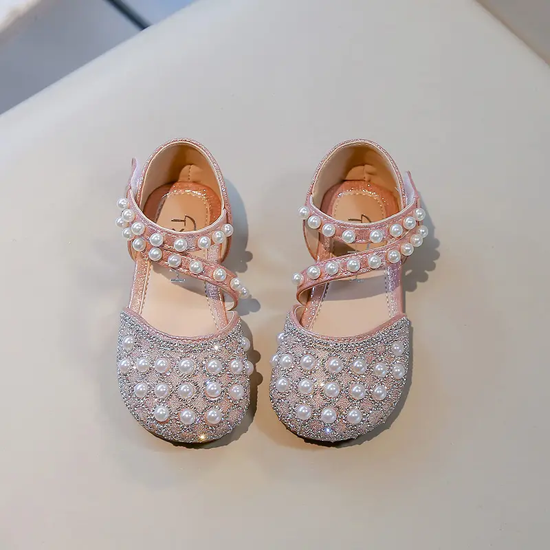 Kids Sandals for Girls Luxury Summer Princess Causal Shoes Rhinestone Pearl Children Wedding Party Flat Sandals Fashion Sweet