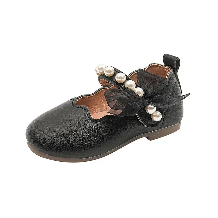 Girls Princess Shoes Spring  Autumn New Baby Soft Sole Flats Children's Pearl Performance Shoes Kids Mary Janes with Lace Sweet
