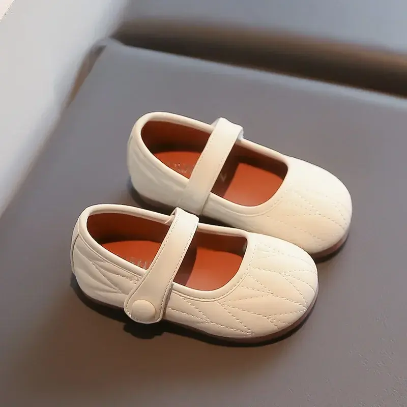 Kids Princess Dance Shoes Soft Sole 2025 New Girls Flat Shoes Solid Color Versatile Children Mary Jane Round Toe Elegant Sweet