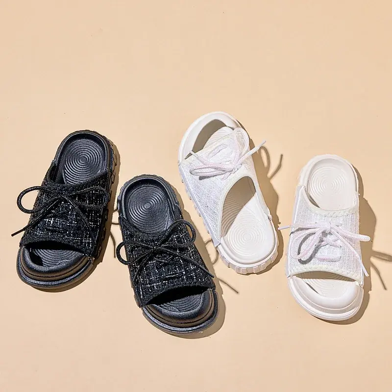 2025 Children Cool Slippers for Girls Summer New Fashion Korean Style Soft Bottom Anti-slippery Versatile Princess Outside Shoes