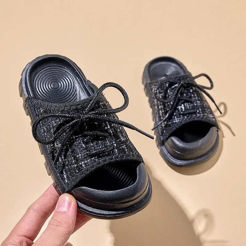 2025 Children Cool Slippers for Girls Summer New Fashion Korean Style Soft Bottom Anti-slippery Versatile Princess Outside Shoes