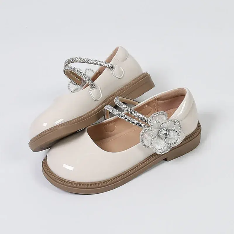 Sweet Children's Leather Shoes Elegant Luxury School Shoes for Girls 2024 Fashion Versatile Kids Princess Black Mary Jane Shoes