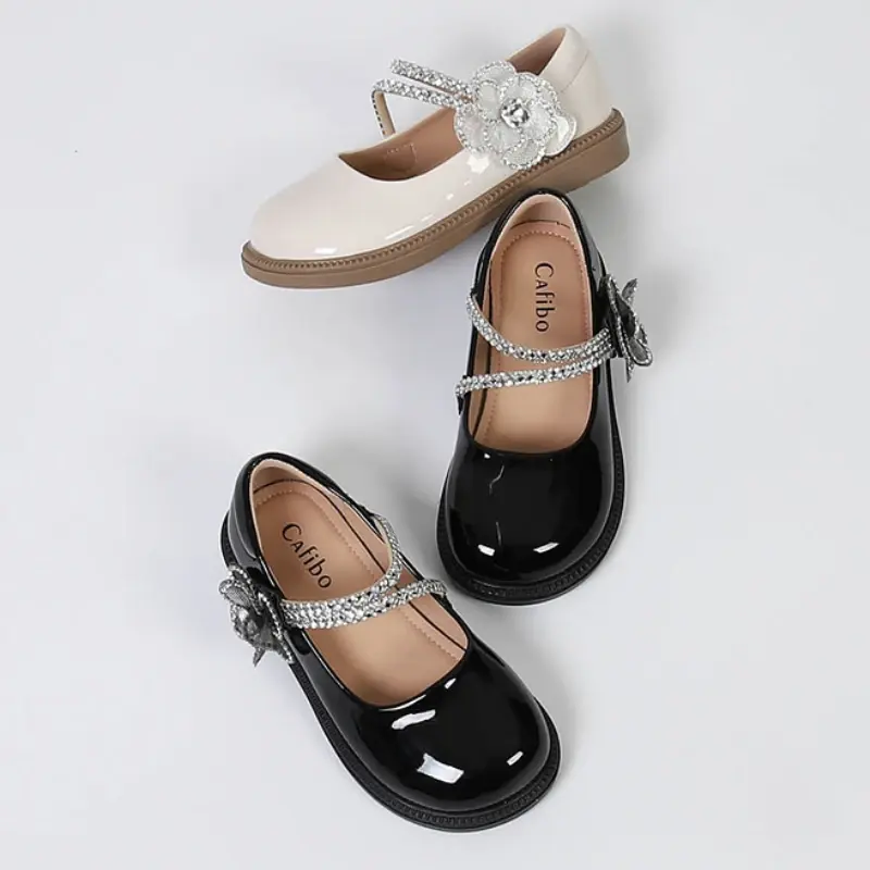 Sweet Children's Leather Shoes Elegant Luxury School Shoes for Girls 2024 Fashion Versatile Kids Princess Black Mary Jane Shoes