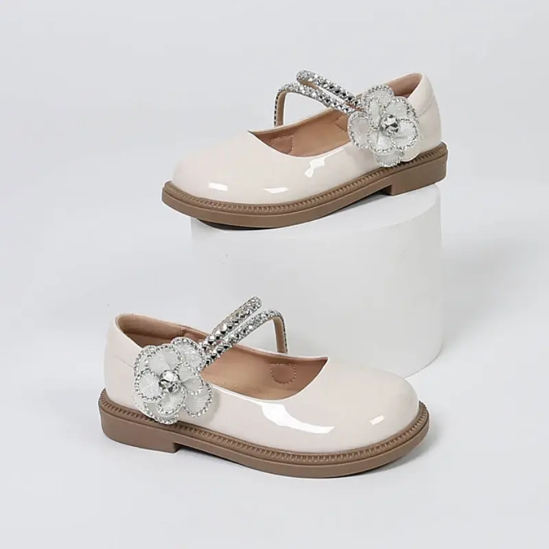 Sweet Children's Leather Shoes Elegant Luxury School Shoes for Girls 2024 Fashion Versatile Kids Princess Black Mary Jane Shoes