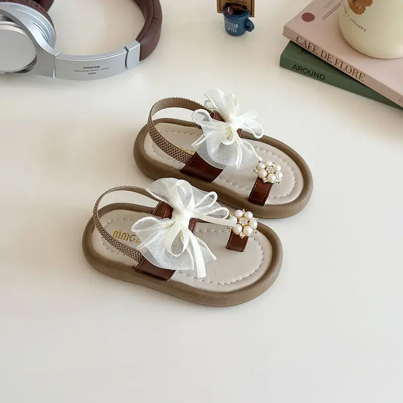 2025 Children Sandals for Girls Summer New Fashion Korean Style Soft Bottom Anti-slippery Versatile Chic Princess Beach Shoes
