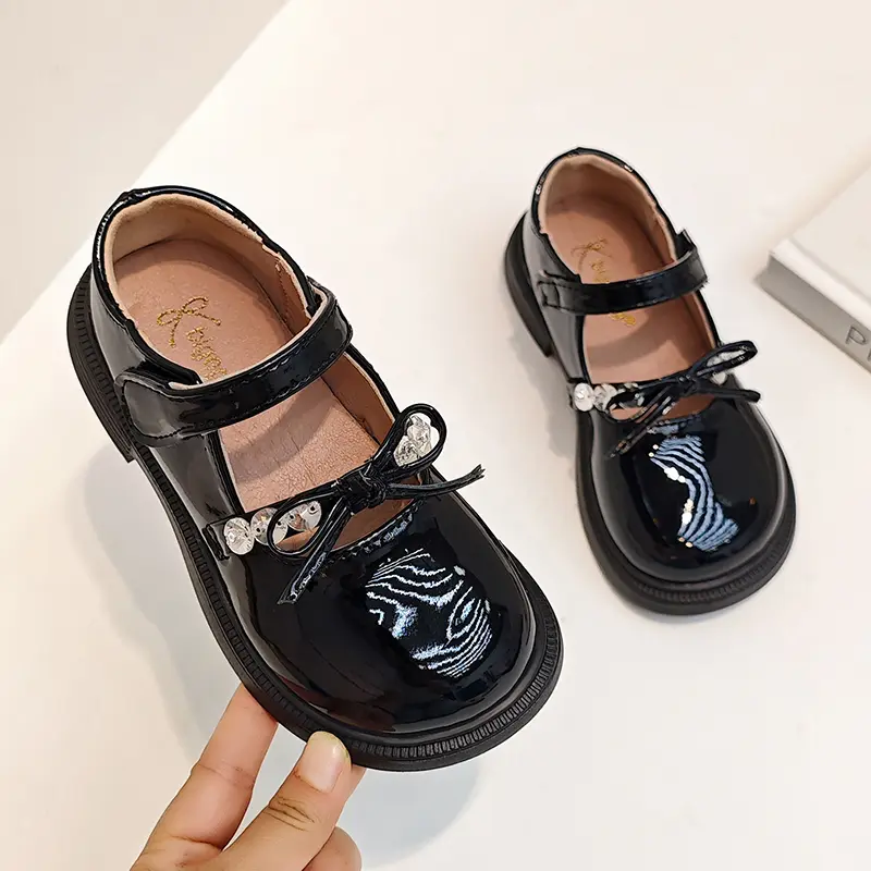 Girls Mary Jane Shoes Kids Princess Leather Shoes for Party Wedding Fashion Children's Performance Shoes with Bow-knot
