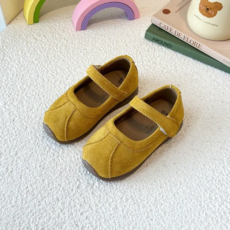 Kids Flat Shoes Soft Non-slip 2025 New Boys Girls Moccasins soild color Hook&loop Children Casual Shoes Toes Capped Anti-kicked