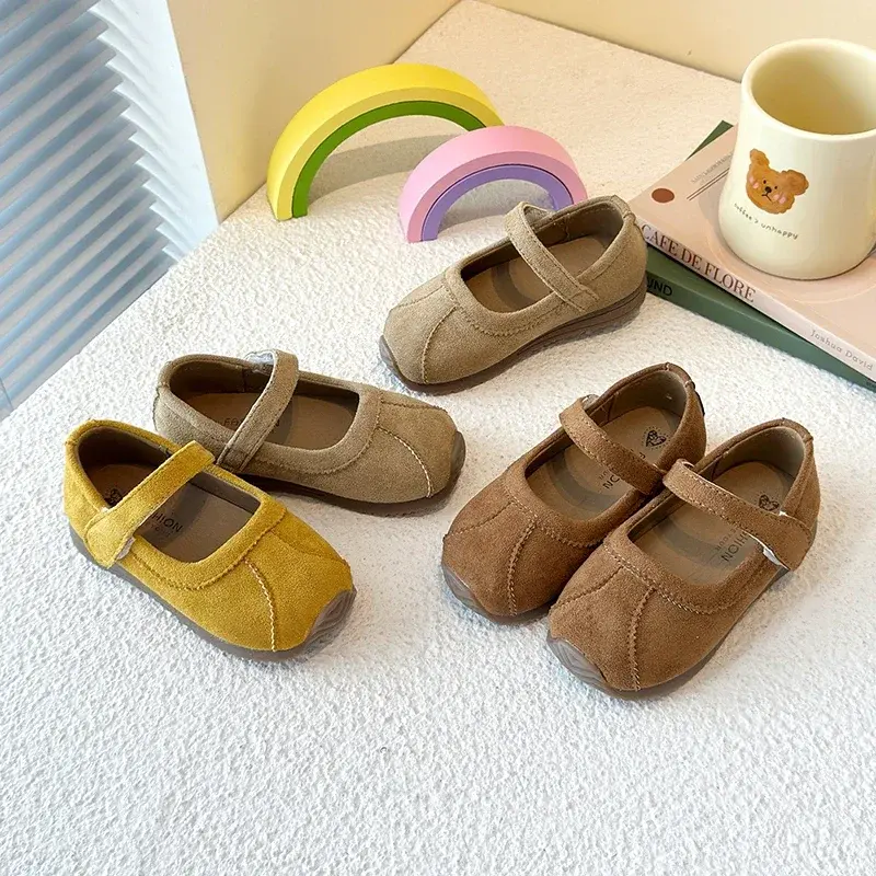 Kids Flat Shoes Soft Non-slip 2025 New Boys Girls Moccasins soild color Hook&loop Children Casual Shoes Toes Capped Anti-kicked
