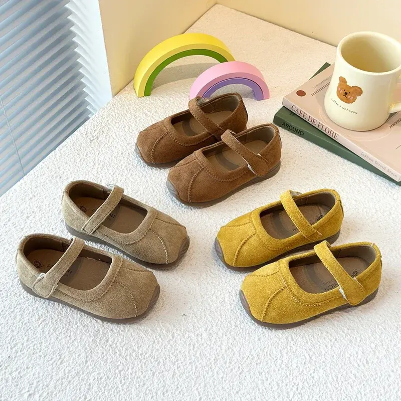 Kids Flat Shoes Soft Non-slip 2025 New Boys Girls Moccasins soild color Hook&loop Children Casual Shoes Toes Capped Anti-kicked