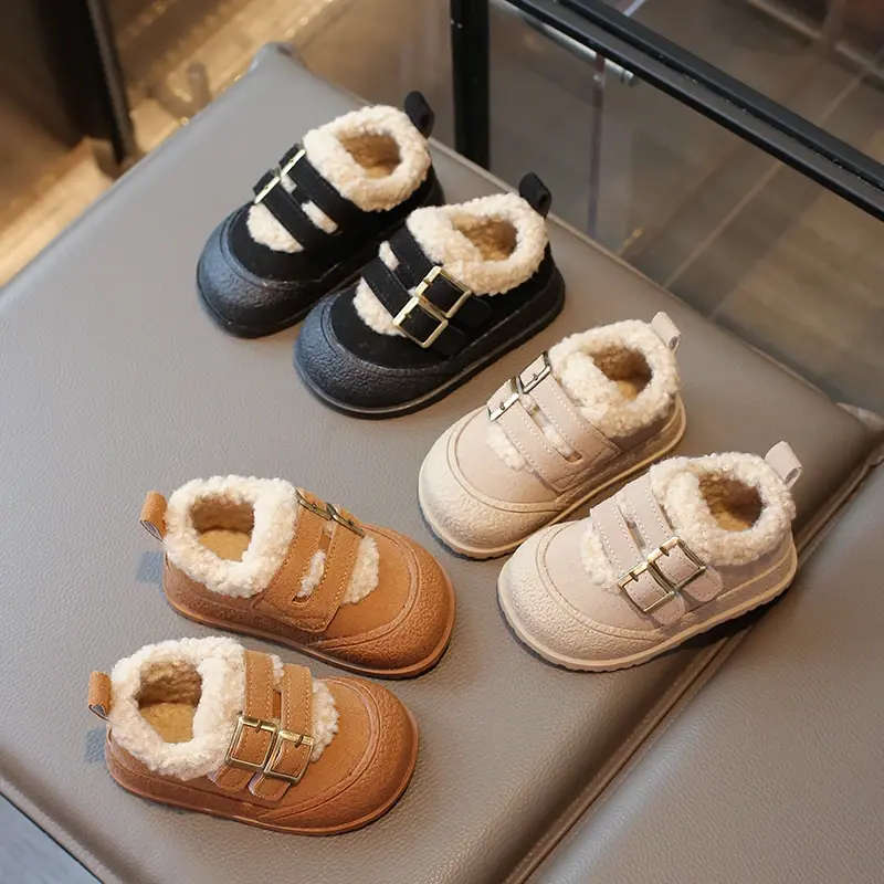 2024 Children Plush Warm Shoes for Girl Winter New Fashion Korean Style Soft Thick Sole Anti-slippery Versatile Chic Casual Shoe