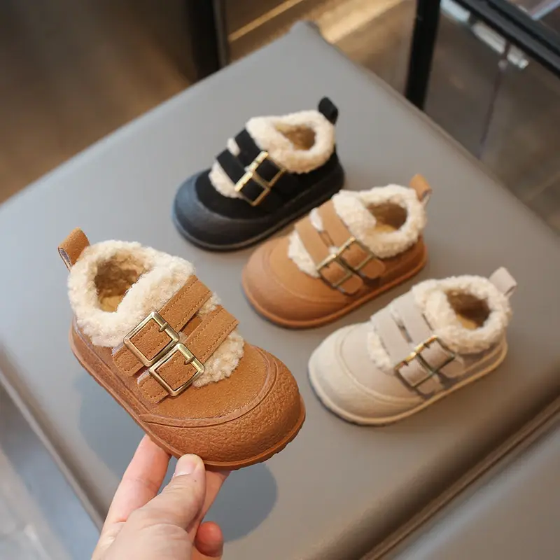 2024 Children Plush Warm Shoes for Girl Winter New Fashion Korean Style Soft Thick Sole Anti-slippery Versatile Chic Casual Shoe