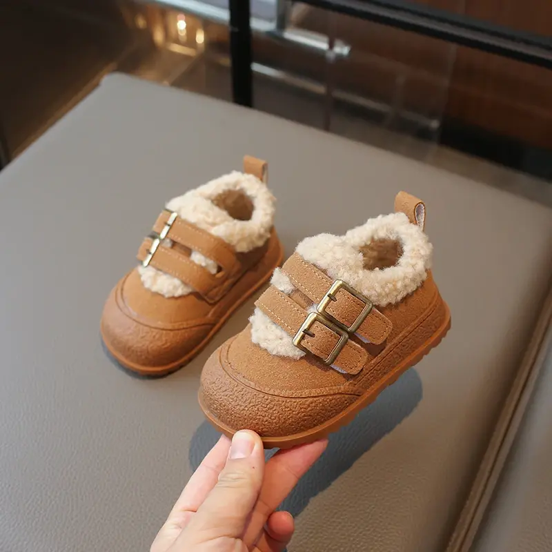 2024 Children Plush Warm Shoes for Girl Winter New Fashion Korean Style Soft Thick Sole Anti-slippery Versatile Chic Casual Shoe