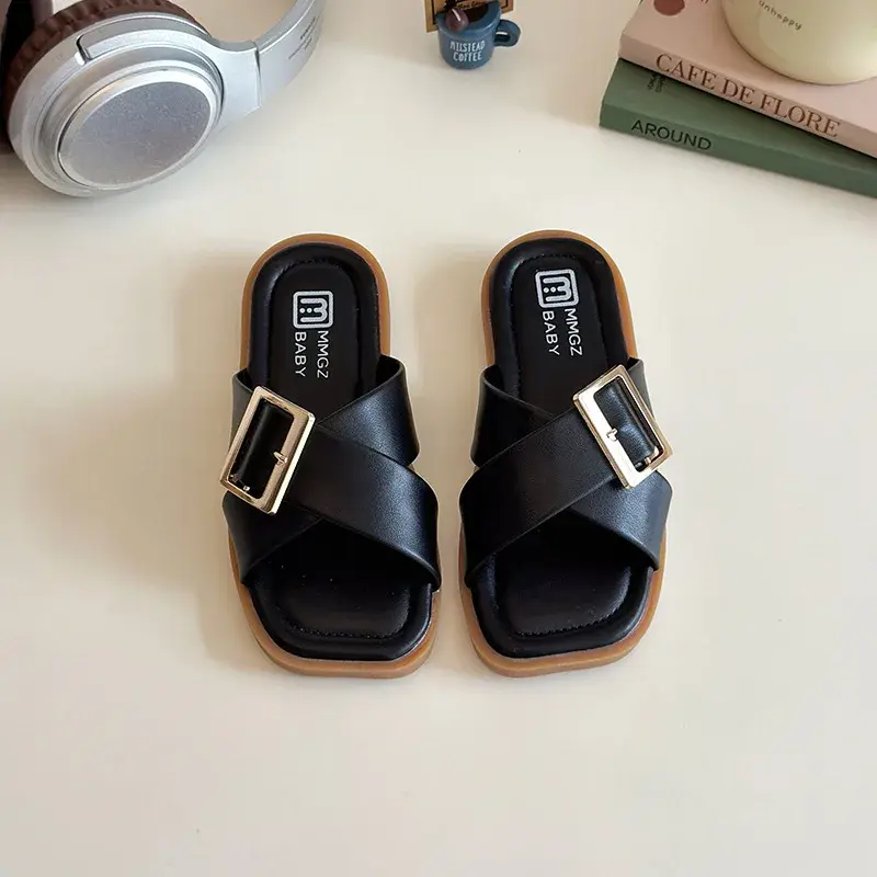 2025 Children Fashion Slippers for Girls Summer New Korean Style Soft Bottom Anti-slippery Versatile Chic Open-toe Beach Shoes